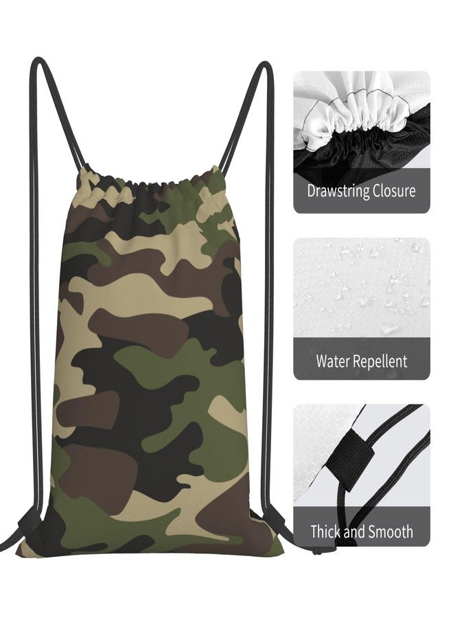 AIMASTZ Green Brown Camo Unisex Drawstring Backpack Bag Sport Gym Travel Swim Sackpack - Image 5